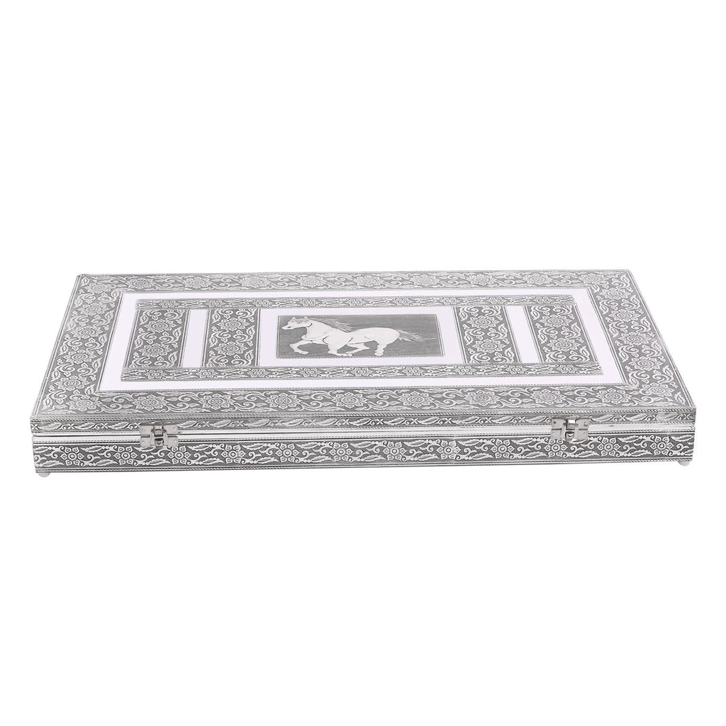Handgefertigter Ring Koffer mit Aluminium Prägung, 56x33x5 cm, Pferd