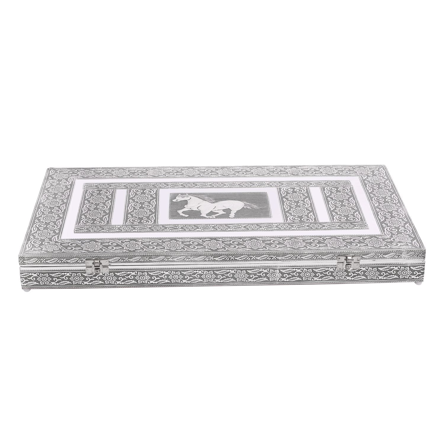 Handgefertigter Ring Koffer mit Aluminium Prägung, 56x33x5 cm, Pferd