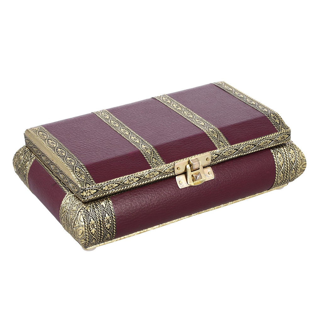 Vintage-Design Schmuckschatulle, 19x12.7x5.8 cm, Burgund