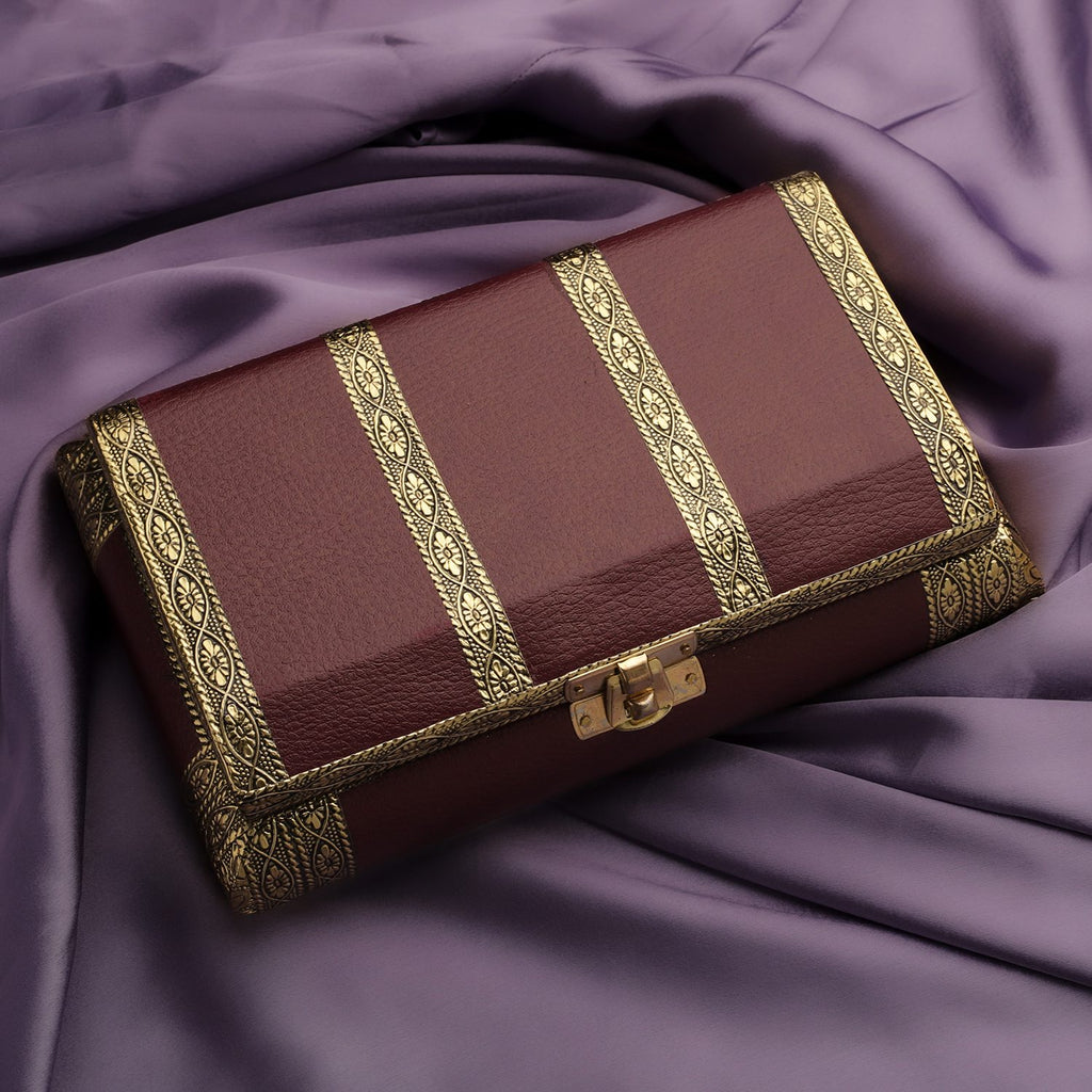 Vintage-Design Schmuckschatulle, 19x12.7x5.8 cm, Burgund