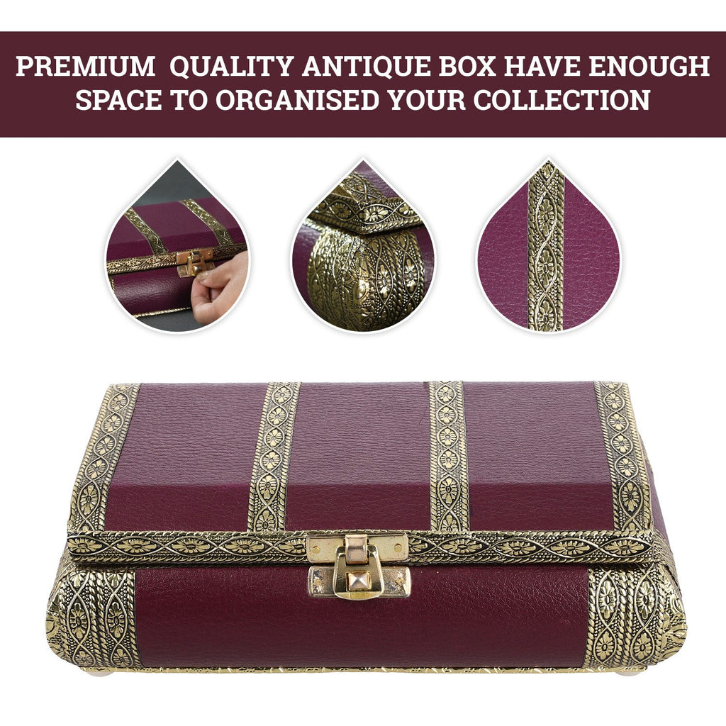 Vintage-Design Schmuckschatulle, 19x12.7x5.8 cm, Burgund