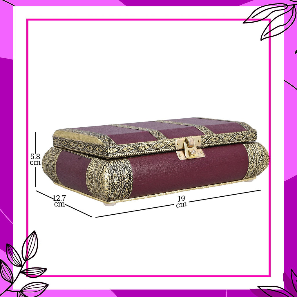 Vintage-Design Schmuckschatulle, 19x12.7x5.8 cm, Burgund