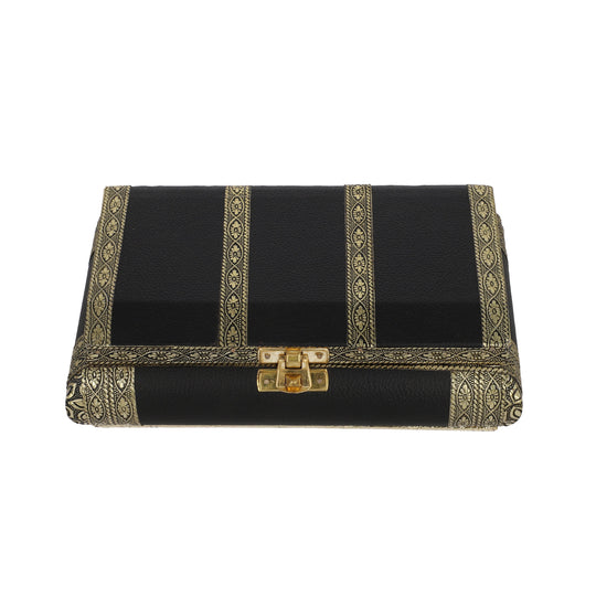 Vintage-Design Schmuckschatulle, 19x12.7x5.8 cm, schwarz