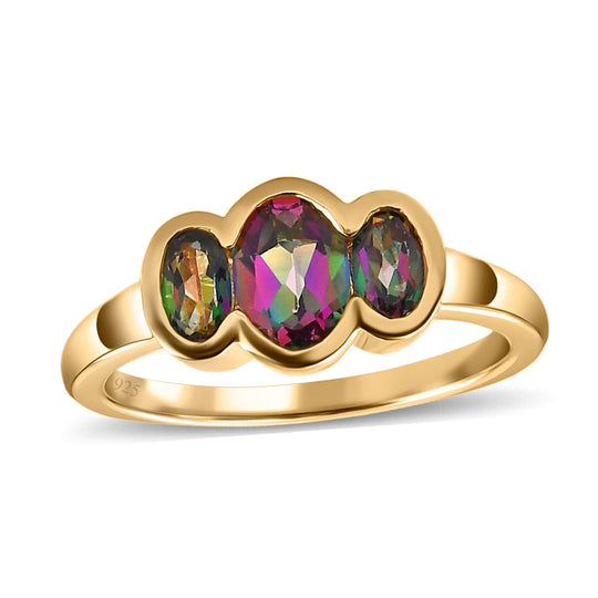 Nordlicht Mystik Topas Ring, 925 Silber vergoldet ca. 1.55 ct