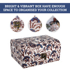 2er-Set Damask Bedruckte Schatztruhe, L - 26x21x13 cm, S - 20x15x10 cm, blaue Blumen