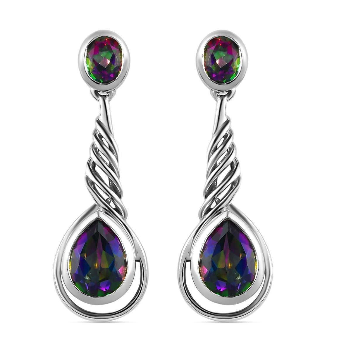 Nordlicht Mystik Topas Ohrringe, 925 Silber platiniert ca. 3.36 ct