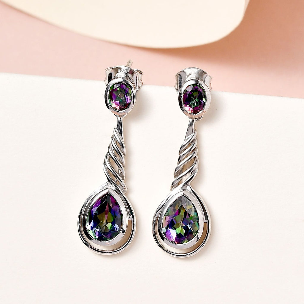 Nordlicht Mystik Topas Ohrringe, 925 Silber platiniert ca. 3.36 ct
