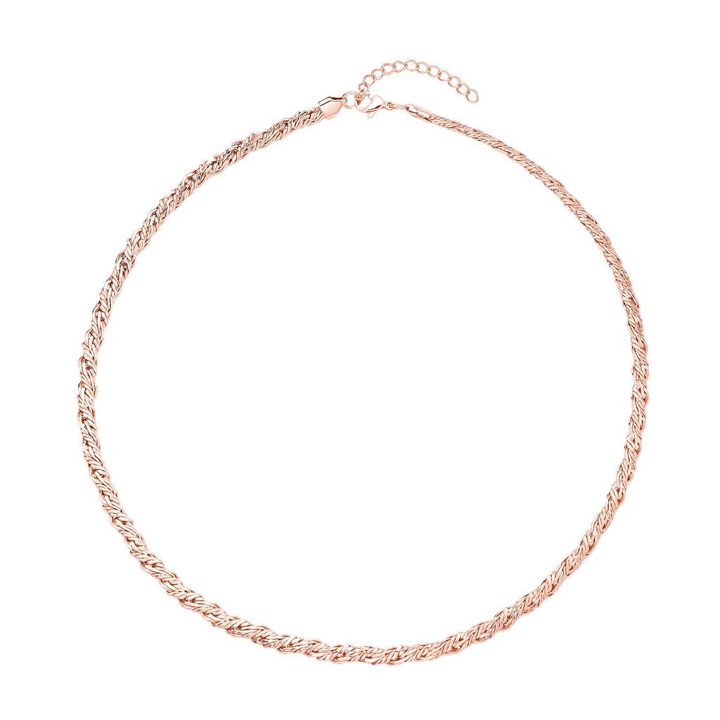Roséfarbene Halskette, ca. 56 cm, Edelstahl ca. 31,20g