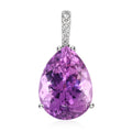 RHAPSODY zertifizierter und geprüfter AAAA Patroke Kunzit und VS Diamant-Anhänger- 13,21 ct.