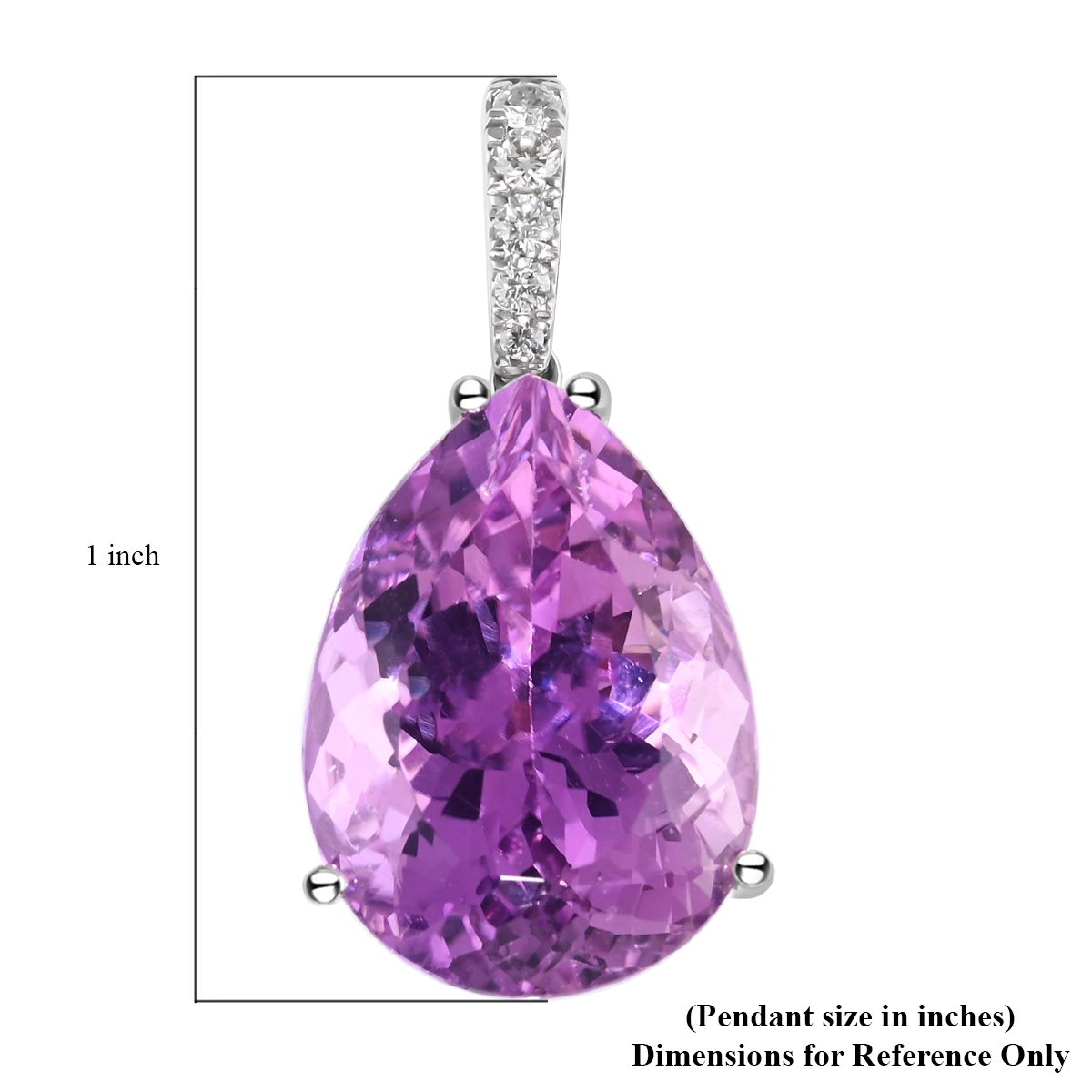 Rhapsody AAAA Kunzit, Weißer Diamant, zertifiziert und geprüft, Anhänger 950 Platin ca. 13.21 ct