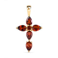 Roter Granat Kreuz-Anhänger, 925 Silber vergoldet ca. 2,42 ct