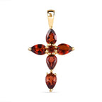 Roter Granat Kreuz-Anhänger, 925 Silber vergoldet ca. 2,42 ct