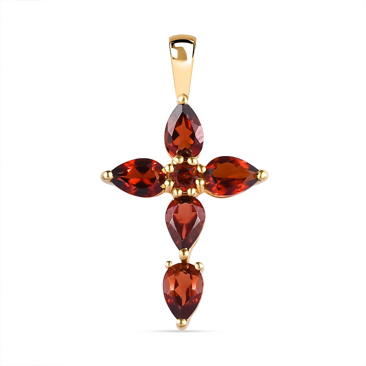 Roter Granat Kreuz-Anhänger, 925 Silber vergoldet ca. 2,42 ct
