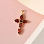 Roter Granat Kreuz-Anhänger, 925 Silber vergoldet ca. 2,42 ct