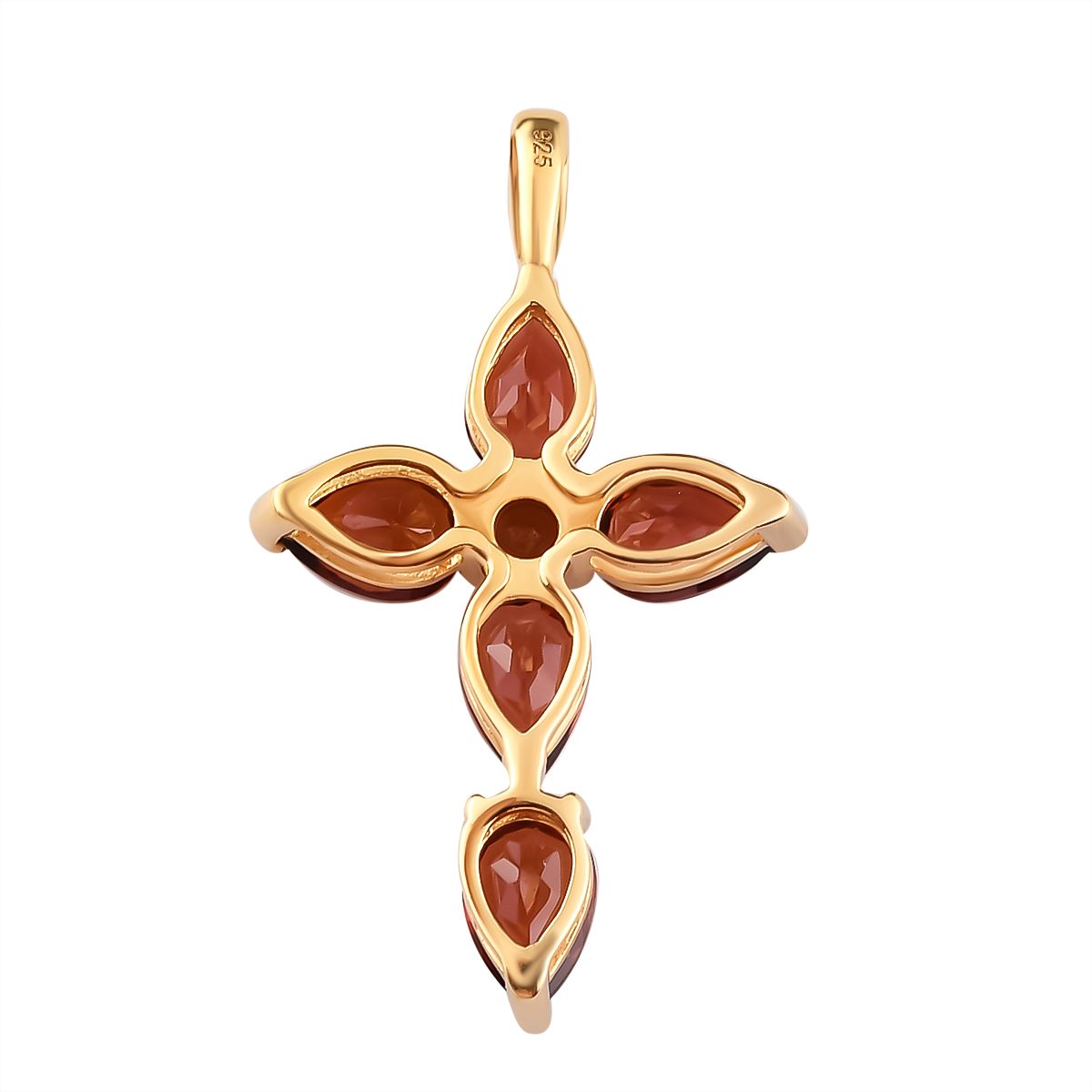 Roter Granat Kreuz-Anhänger, 925 Silber vergoldet ca. 2,42 ct