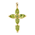 Natürlicher Peridot Kreuz-Anhänger, 925 Silber vergoldet ca. 2.35 ct