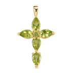 Natürlicher Peridot Kreuz-Anhänger, 925 Silber vergoldet ca. 2.35 ct