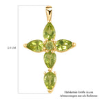 Natürlicher Peridot Kreuz-Anhänger, 925 Silber vergoldet ca. 2.35 ct