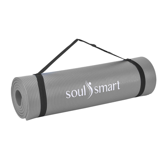 SOUL SMART - NBR Yoga-Matte mit Riemen, feuchtigkeitsbeständig, 188x61cm, schwarz