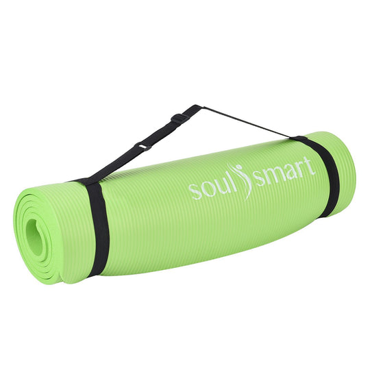 SOUL SMART - NBR Yoga-Matte mit Riemen, feuchtigkeitsbeständig, 188x61cm, schwarz