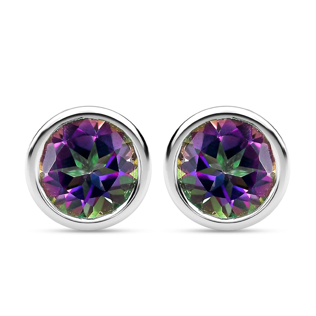Nordlicht Mystik Topas Ohrstecker, 925 Silber platiniert ca. 2,03 ct