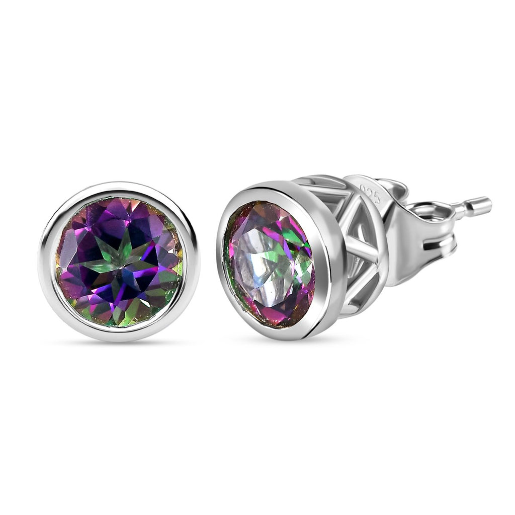 Nordlicht Mystik Topas Ohrstecker, 925 Silber platiniert ca. 2,03 ct