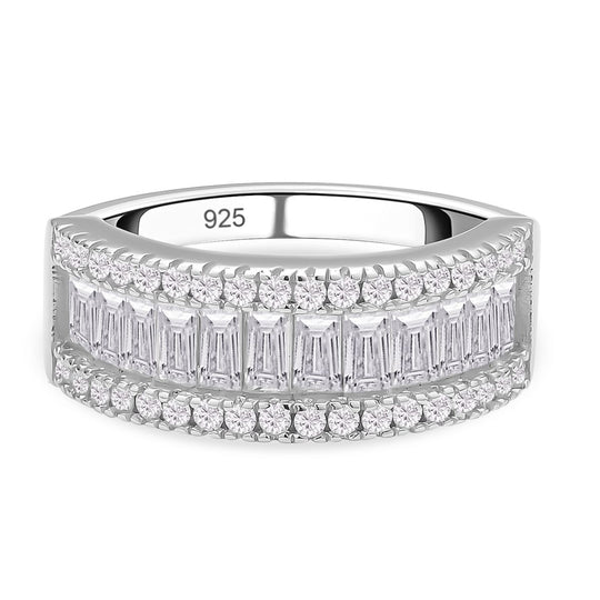 Moissanit-Ring, 925 Silber rhodiniert (Größe 17.00) ca. 1.80 ct