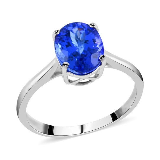 Rhapsody AAAA Tansanit. Weißer Diamant AGI zertifiziert Ring. zertifiziert und geprüft. 950 Platin (Größe 17.00) ca. 2.90 ct