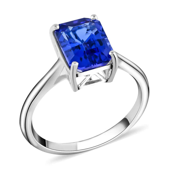 Rhapsody AAAA Tansanit, Weißer Diamant AGI zertifiziert Ring 950 Platin (Größe 18.00) ca. 2.70 ct