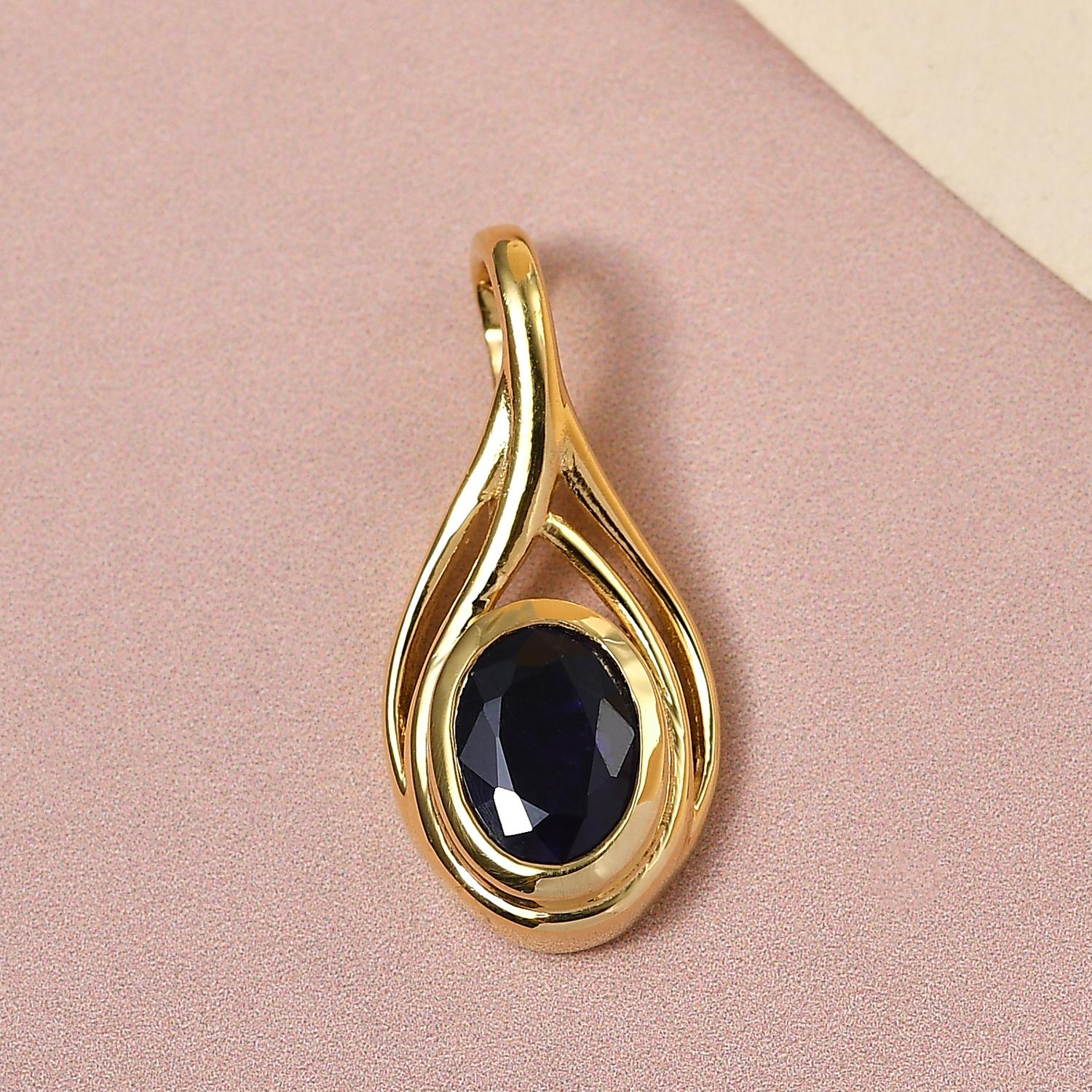Masoala Saphir (Fissure gefüllt)-Anhänger, 925 Silber vergoldet ca. 1.89 ct