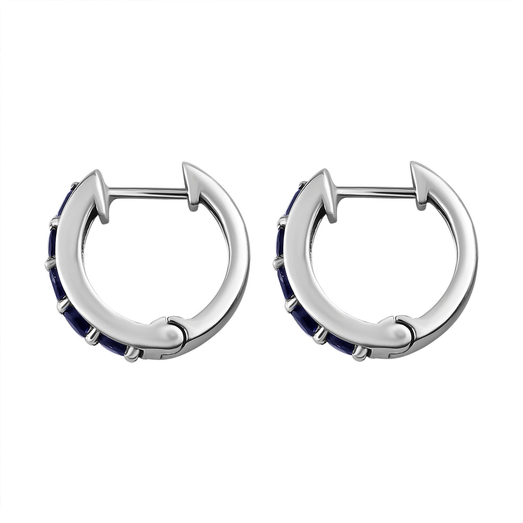 Masoala Saphir (Fissure gefüllt) Ohrringe, 925 Silber platiniert ca. 1,84 ct