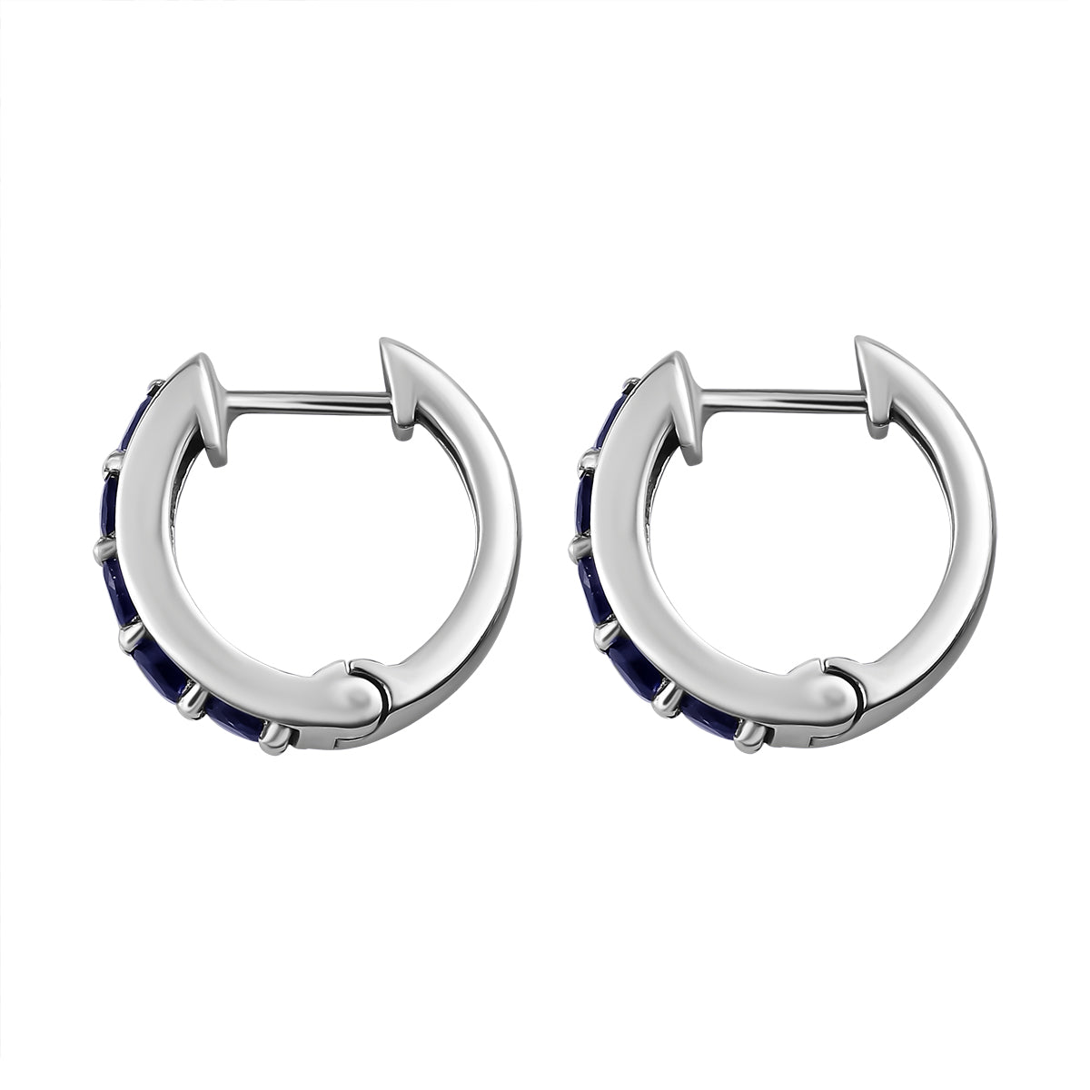 Masoala Saphir (Fissure gefüllt) Ohrringe, 925 Silber platiniert ca. 1,84 ct