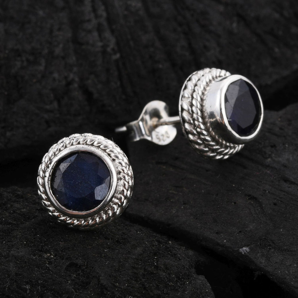 Royal Bali - Blauer Saphir Ohrringe 925 Silber ca. 1.50 ct
