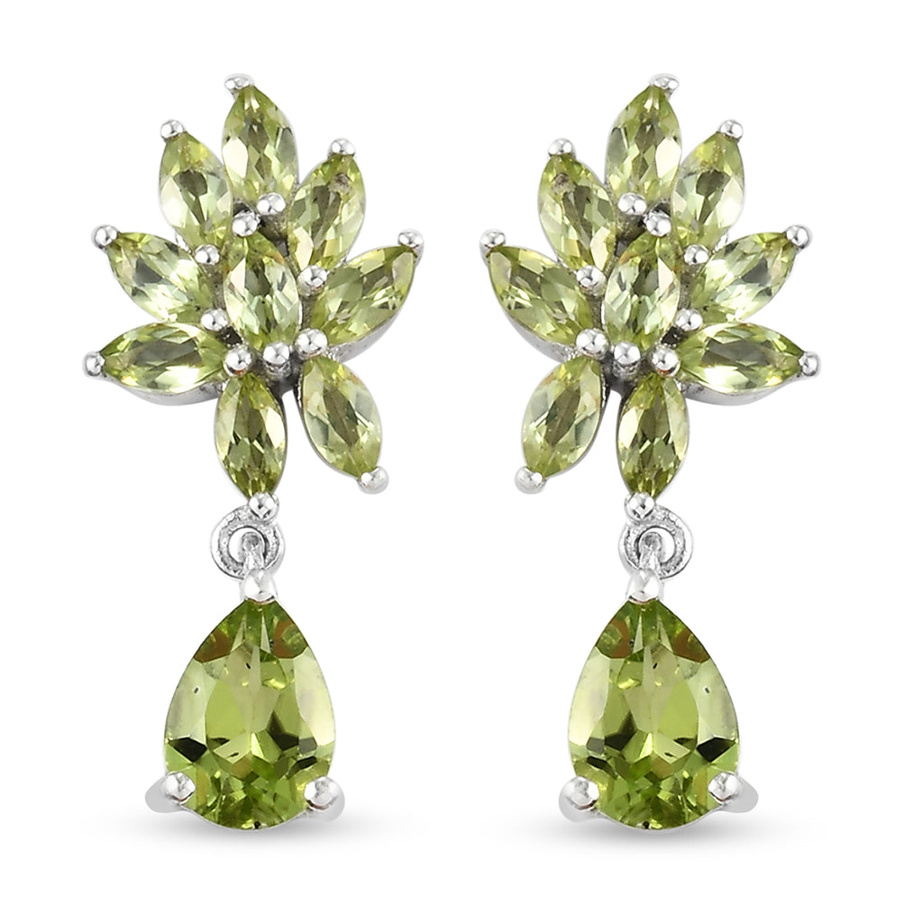 Natürliche Peridot-Ohrringe, 925 Silber platiniert ca. 3,08 ct