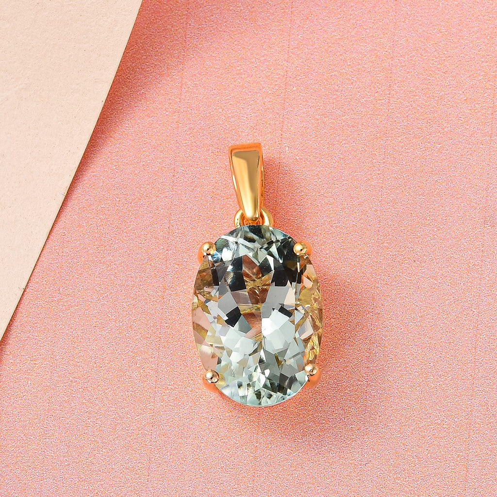Prasiolith-Anhänger, 925 Silber vergoldet ca. 5,48 ct