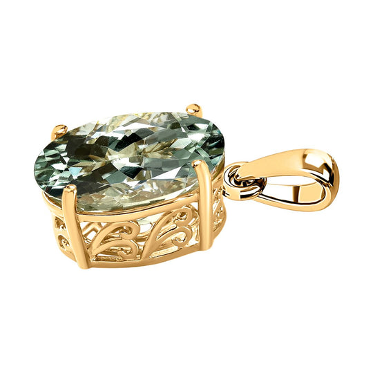 Prasiolith-Anhänger, 925 Silber vergoldet ca. 5,48 ct