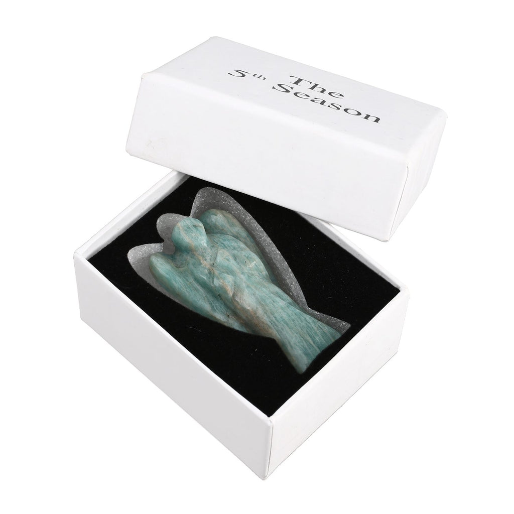 The 5th Season - Engelsfigur aus echtem Edelstein in Geschenkverpackung, Amazonit
