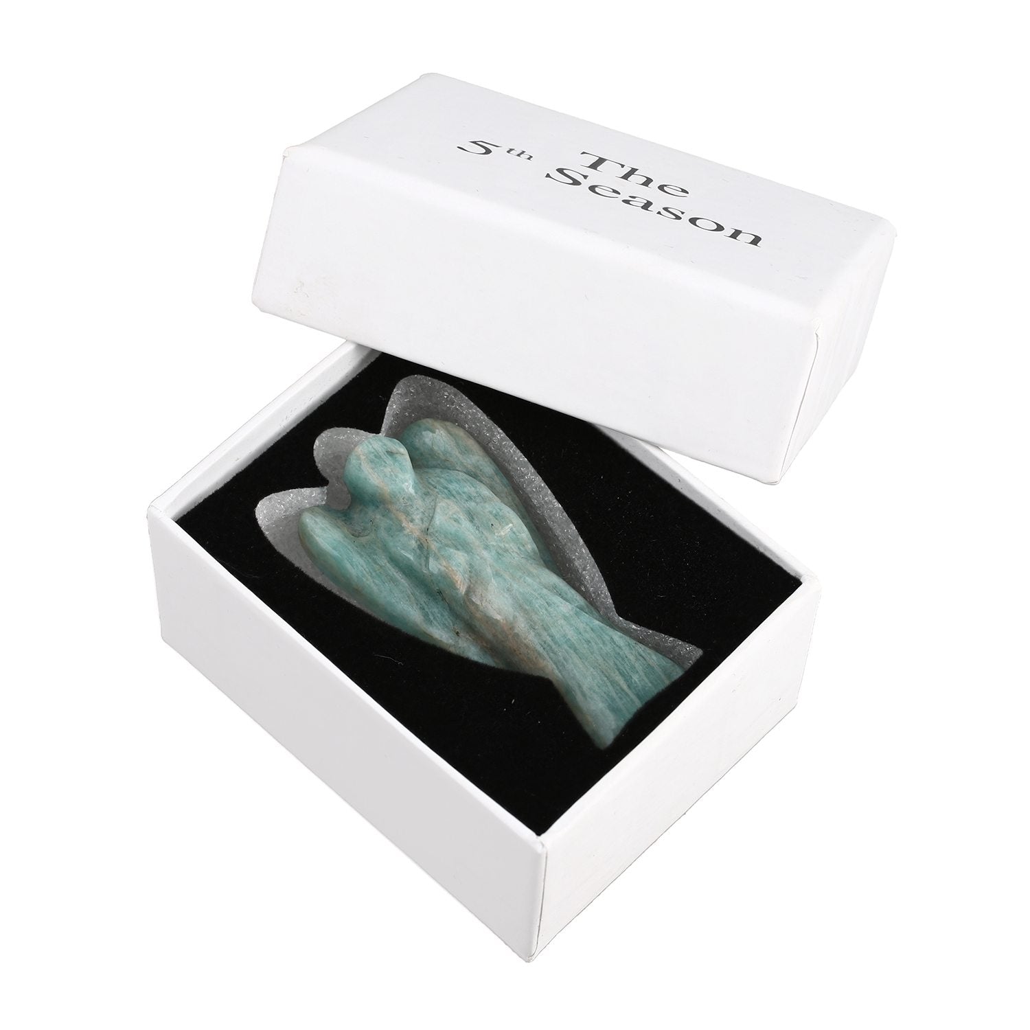 The 5th Season - Engelsfigur aus echtem Edelstein in Geschenkverpackung, Amazonit