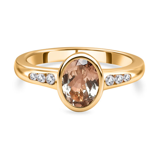 AAA Turkizit und weißer Zirkon Ring, 925 Silber Gelbgold Vermeil (Größe 20.00) ca. 1.67 ct