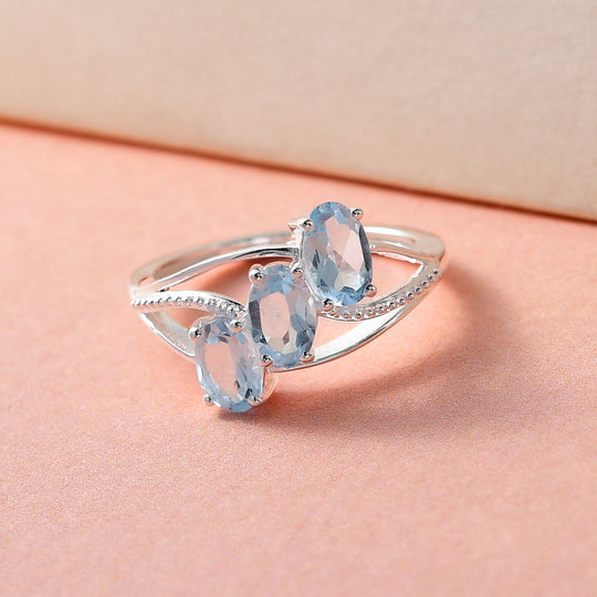Himmelblauer Topas Ring, 925 Silber ca. 1,60 ct
