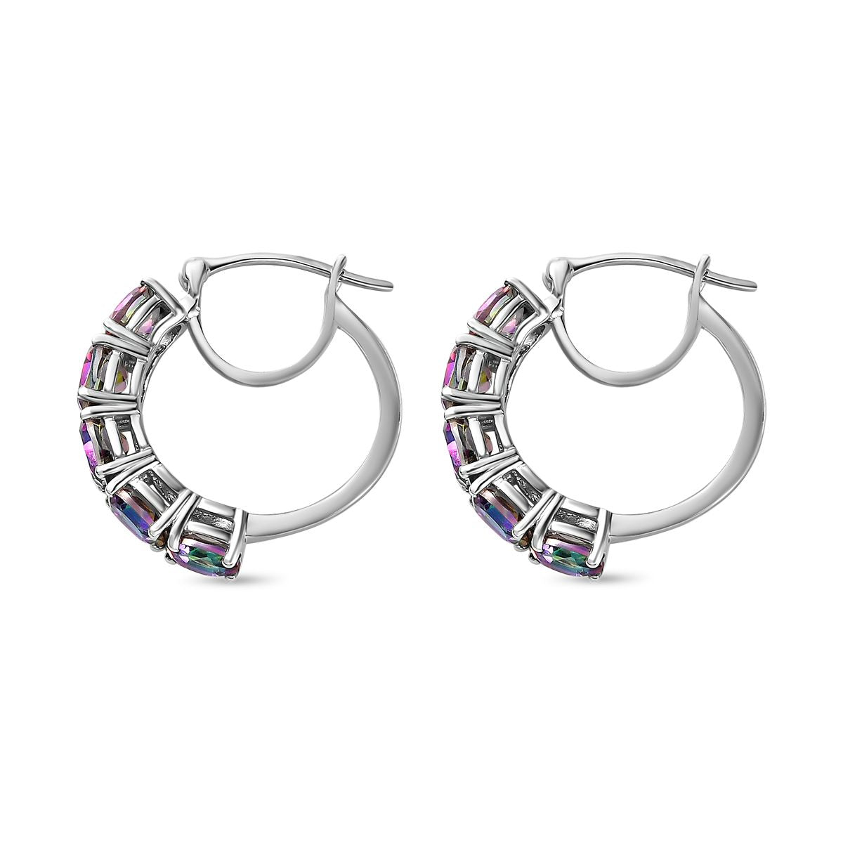 Nordlicht Mystik Topas Creolen, 925 Silber platiniert ca. 4.66 ct