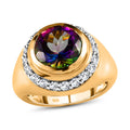 Nordlicht Mystik Topas und weißer Zirkon-Ring, 925 Silber vergoldet (Größe 17.00) ca. 5.40 ct