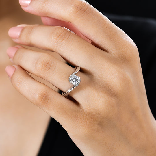Moissanit Solitär Ring, 925 Silber platiniert (Größe 21.00) ca. 0.76 ct