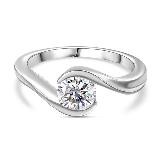 Moissanit Solitär Ring, 925 Silber platiniert (Größe 21.00) ca. 0.76 ct