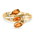 Salamanca Feueropal und weißer Zirkon-Ring, 925 Silber vergoldet (Größe 17.00) ca. 0,49 ct