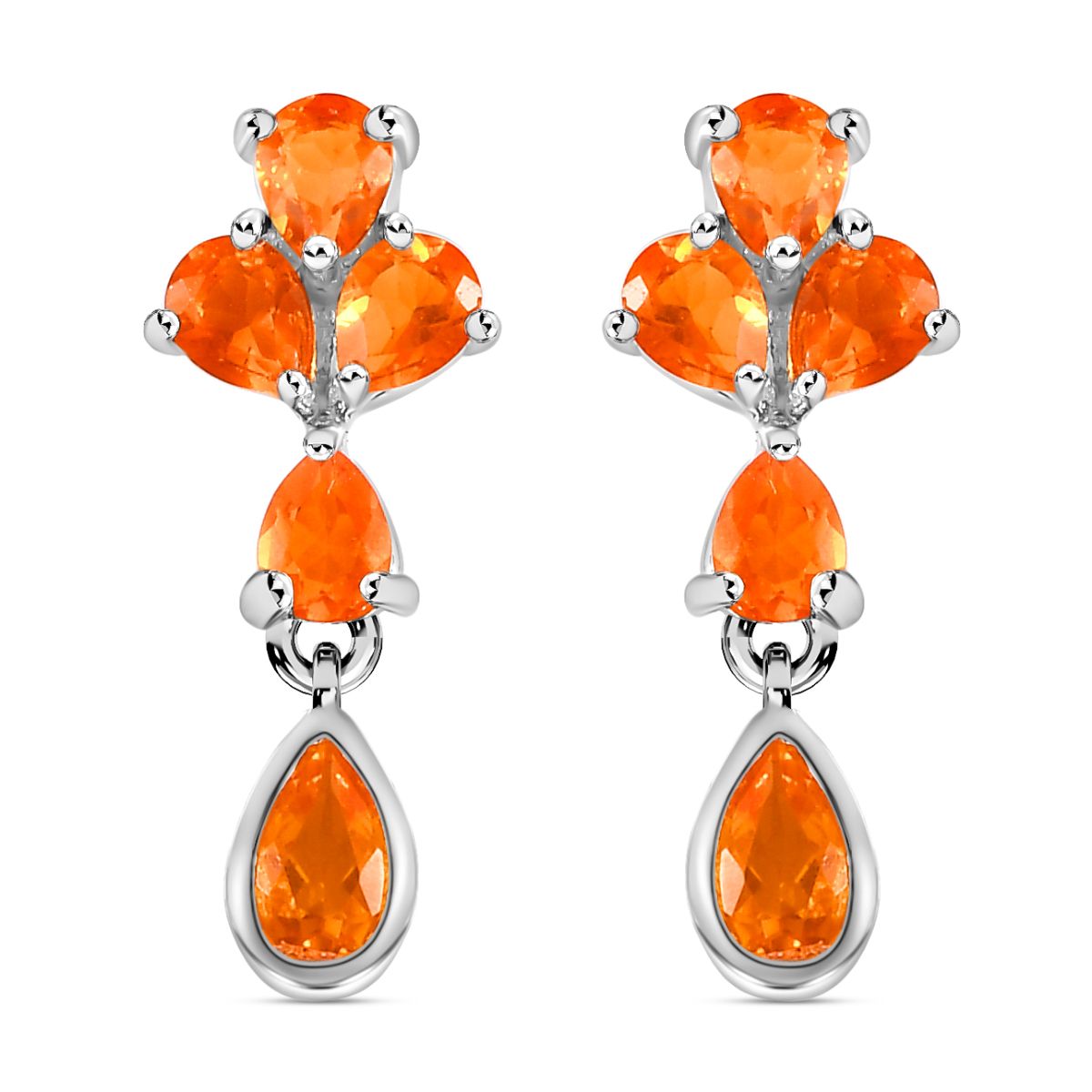 Salamanca Feueropal-Ohrringe, 925 Silber platiniert ca. 1,13 ct