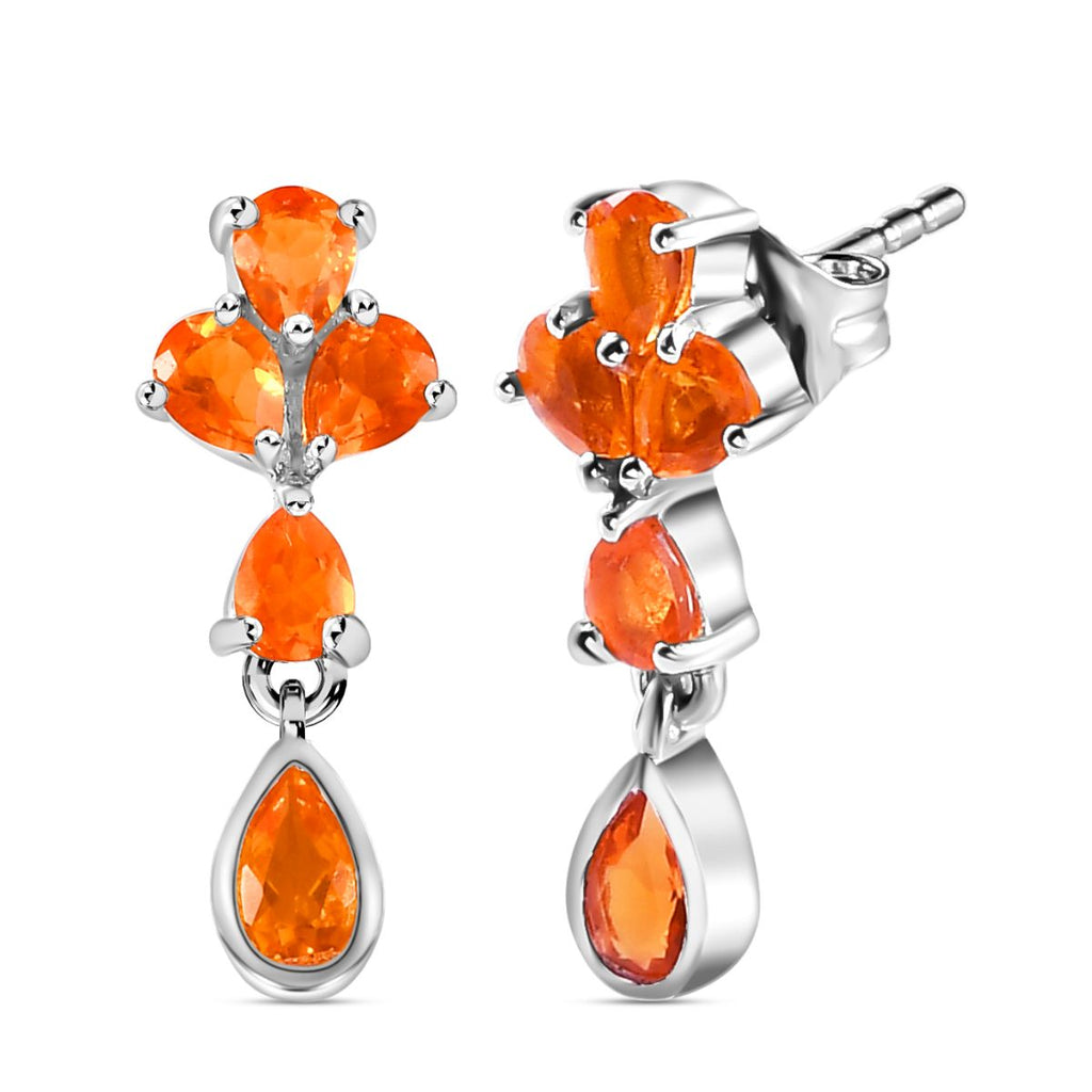 Salamanca Feueropal-Ohrringe, 925 Silber platiniert ca. 1,13 ct