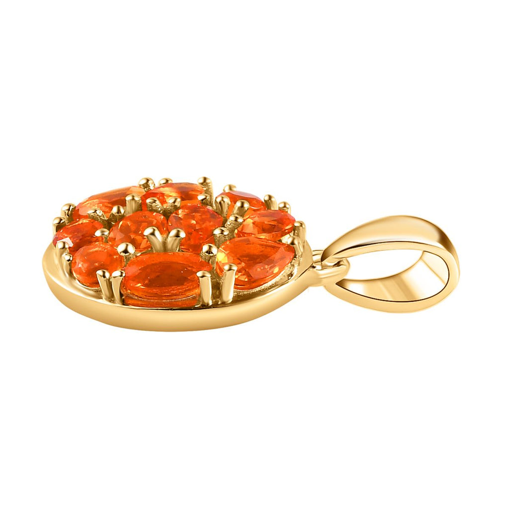 Salamanca Feueropal-Anhänger, 925 Silber Gelbgold Vermeil ca. 1,16 ct