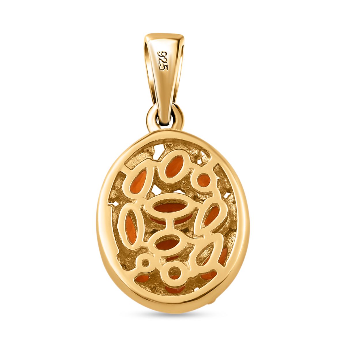 Salamanca Feueropal-Anhänger, 925 Silber Gelbgold Vermeil ca. 1,16 ct