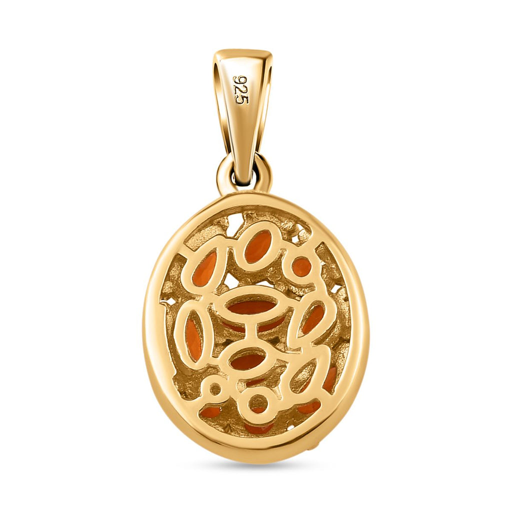 Salamanca Feueropal-Anhänger, 925 Silber Gelbgold Vermeil ca. 1,16 ct